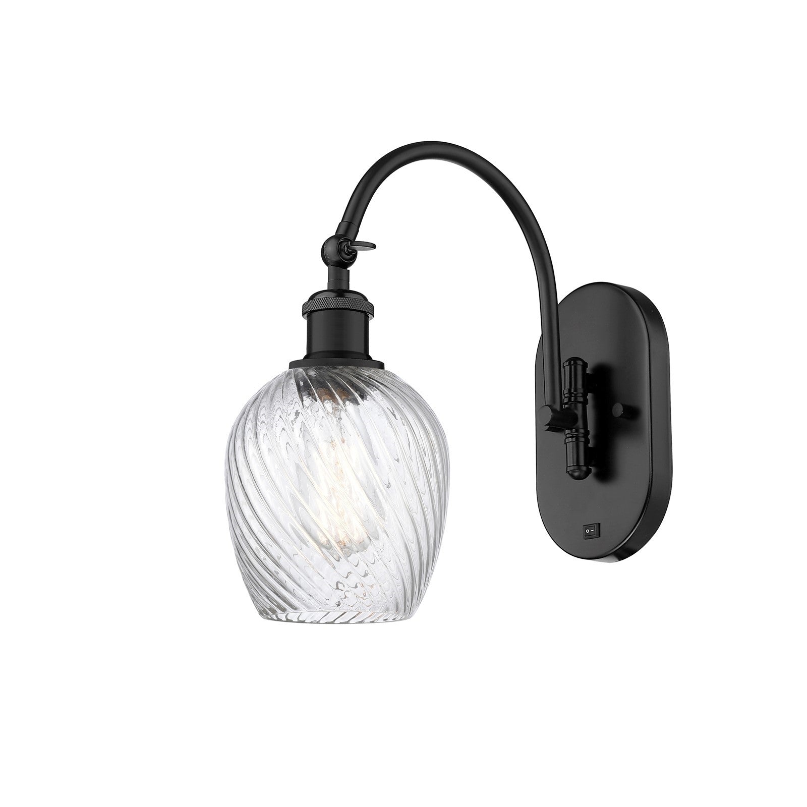 Innovations Salina 1-Light Wall Sconce | Industrial Matte Black Steel and Clear Spiral Fluted Glass | Bedroom & Hallway Accent | Model 918-1W-BK-G292