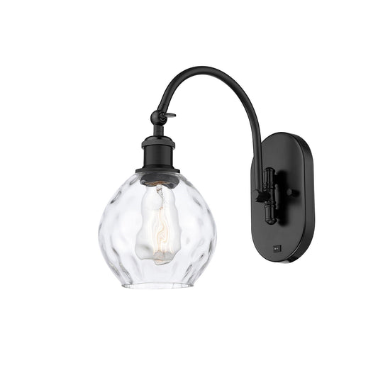 Innovations Waverly 1-Light 6in Wall Sconce | Industrial Matte Black Steel and Clear Glass | Bathroom & Hallway Accent | Model 918-1W-BK-G362