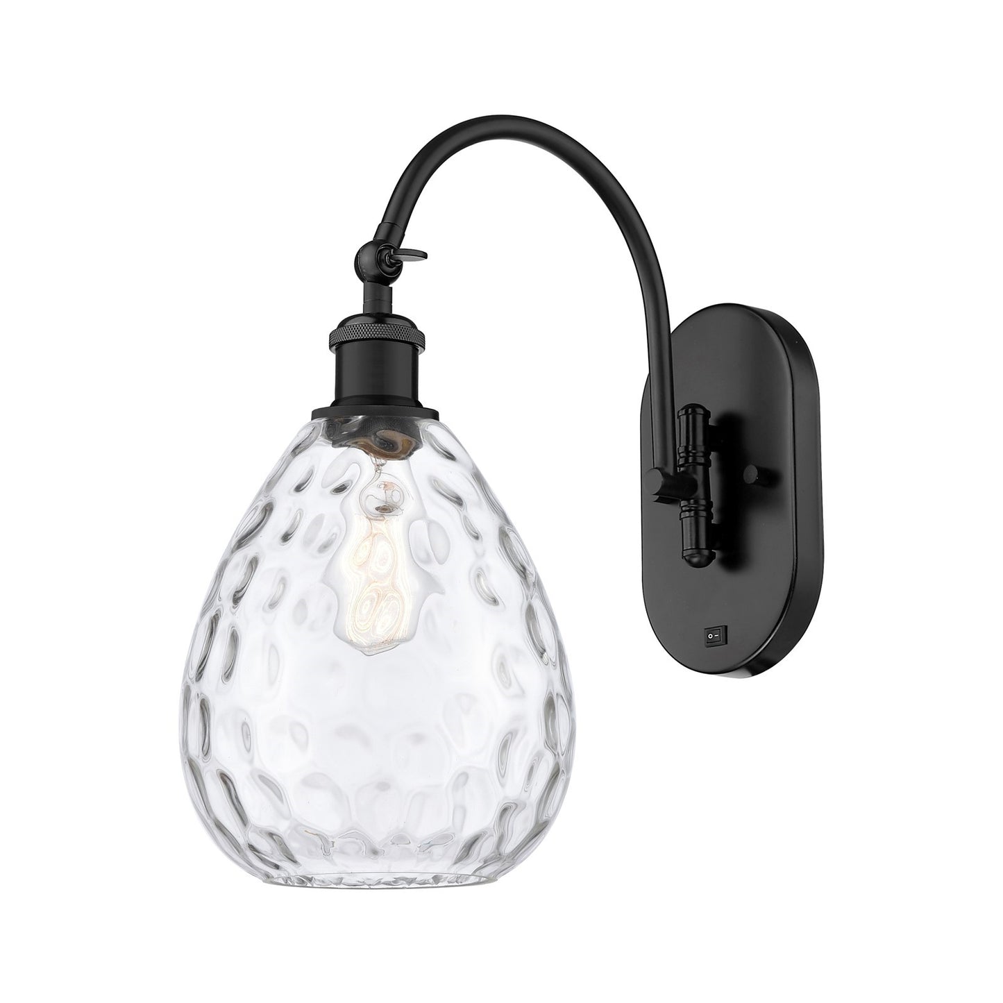Innovations Waverly 1-Light 8in Wall Sconce | Industrial Matte Black Steel and Clear Glass | Bathroom & Hallway Accent | Model 918-1W-BK-G372