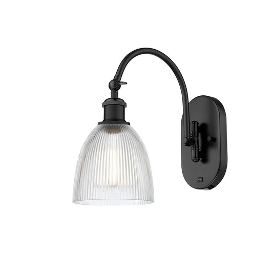 Innovations Castile 6in 1-Light Wall Sconce | Industrial Matte Black Steel and Clear Glass | Bedroom & Hallway Accent Light | Model 918-1W-BK-G382