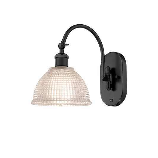 Innovations Arietta 8in 1-Light Wall Sconce | Industrial Matte Black Steel and Clear Glass | Bedroom & Hallway Accent Light | Model 918-1W-BK-G422