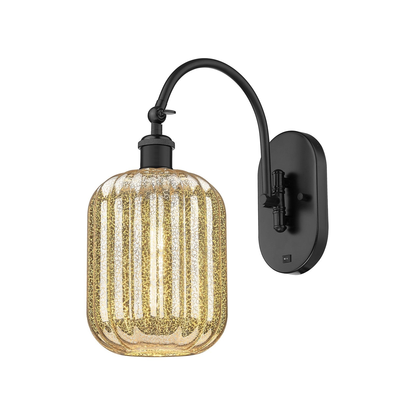 Innovations Preston Cylinder 7in 1-Light Wall Sconce | Industrial Matte Black Steel and Mercury Glass | Hallway & Bathroom | Model 918-1W-BK-G460-7ME