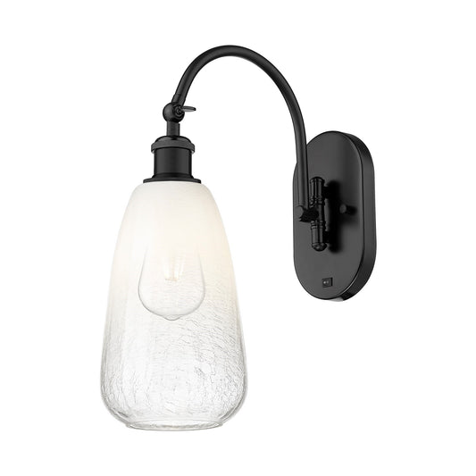 Innovations Brookhaven Almond 6in 1-Light Wall Sconce | Industrial Matte Black Steel and Opal Glass | Hallway & Bathroom Accent | Model 918-1W-BK-G480-6OP