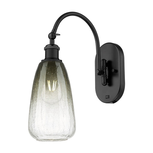 Innovations Brookhaven Almond 6in 1-Light Wall Sconce | Industrial Matte Black Steel and Slate Glass | Bedroom & Hallway Accent | Model 918-1W-BK-G480-6SL