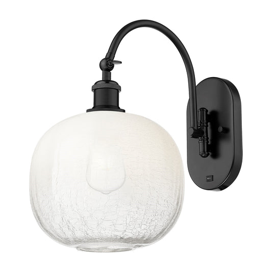 Innovations Brookhaven Sphere 10.5in 1-Light Wall Sconce | Industrial Matte Black Steel and Opal Glass | Bedroom & Hallway | Model 918-1W-BK-G481-10OP