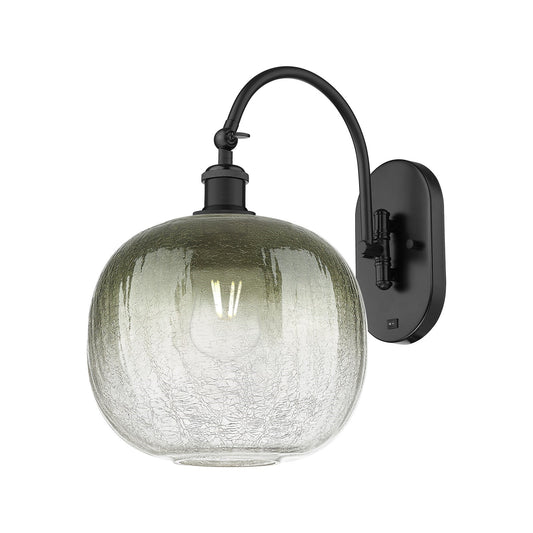Innovations Brookhaven Sphere 10.5in 1-Light Wall Sconce | Industrial Matte Black Steel and Slate Glass | Hallway & Bedroom | Model 918-1W-BK-G481-10SL