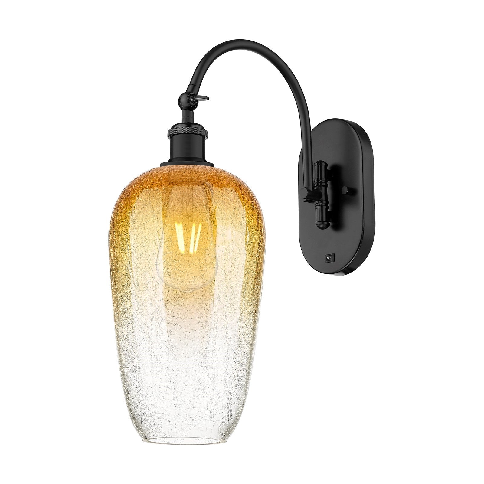 Innovations Brookhaven Flute 7in 1-Light Wall Sconce | Industrial Matte Black Steel and Amber Glass | Hallway & Bedroom Accent | Model 918-1W-BK-G484-7AM