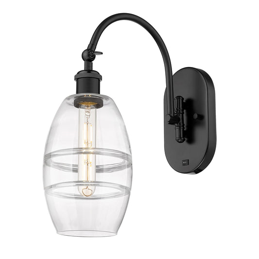 Innovations Vaz 6in 1-Light Wall Sconce | Industrial Matte Black Steel and Clear Glass | Bedroom & Hallway Accent | Model 918-1W-BK-G557-6CL