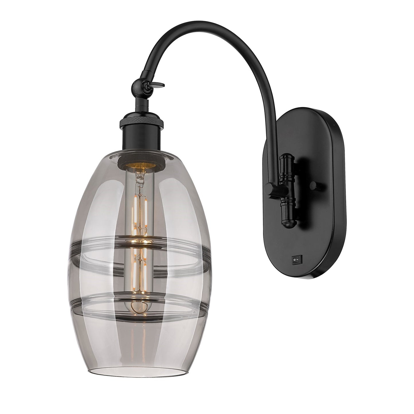 Innovations Vaz 6in 1-Light Wall Sconce | Industrial Matte Black Steel and Light Smoke Glass | Bedroom & Hallway Accent | Model 918-1W-BK-G557-6SM