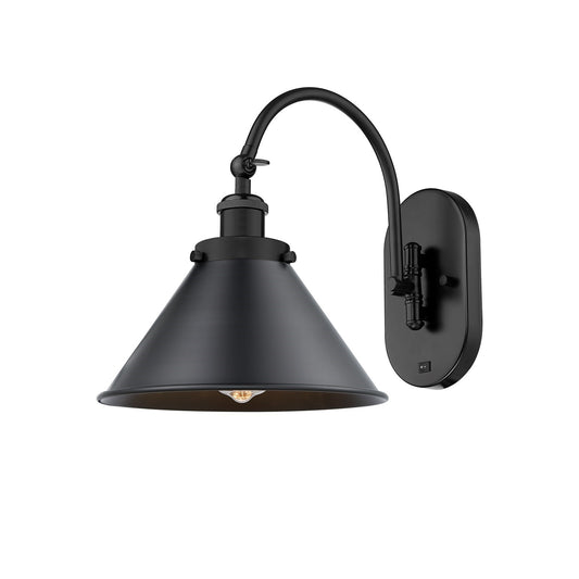 Innovations Briarcliff 10in 1-Light Swing Arm Wall Sconce | Industrial Matte Black Steel and Cast Brass with Matte Black Metal | Model 918-1W-BK-M10-BK