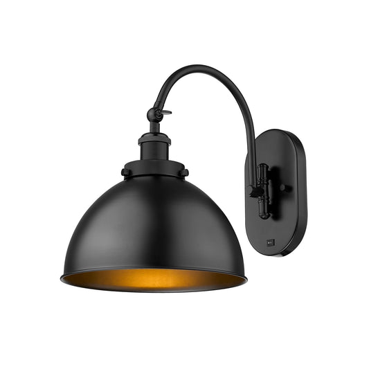 Innovations Ballston Urban 10in 1-Light LED Swing Arm Lamp | Contemporary Matte Black Steel and Cast Brass with Matte | Model 918-1W-BK-MFD-10-BK-LED