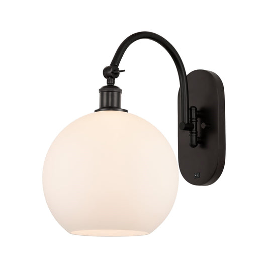 Innovations Athens 10in 1-Light Wall Sconce | Industrial Oil Rubbed Bronze Steel and Matte White Glass | Bedroom & Hallway | Model 918-1W-OB-G121-10