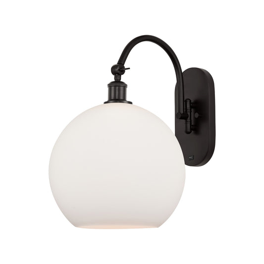 Innovations Athens 12in 1-Light Wall Sconce | Industrial Oil Rubbed Bronze Steel and Matte White Glass Shade | Hallway & | Model 918-1W-OB-G121-12
