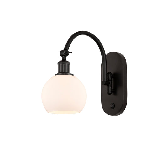 Innovations Athens 6in 1-Light Wall Sconce | Industrial Oil Rubbed Bronze Steel and Matte White Glass | Kitchen & Bathroom Accent | Model 918-1W-OB-G121-6