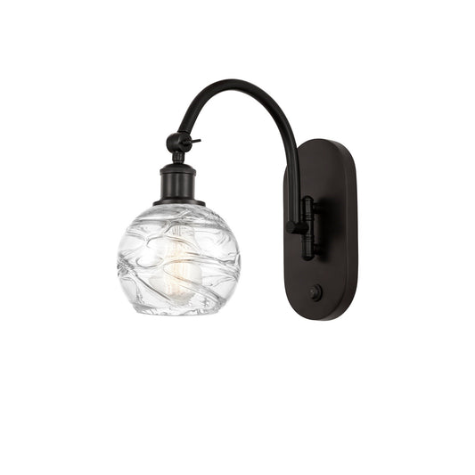 Innovations Athens Deco Swirl 6in 1-Light Wall Sconce | Industrial Oil Rubbed Bronze Steel and Clear Deco Swirl Glass | Model 918-1W-OB-G1213-6CL