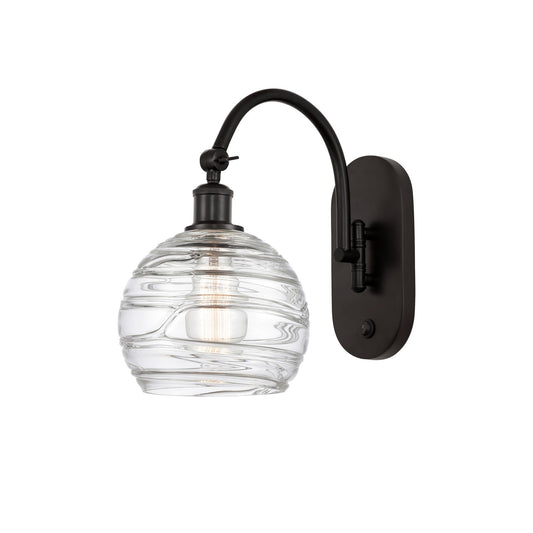 Innovations Athens Deco Swirl 8in 1-Light Wall Sconce | Industrial Oil Rubbed Bronze Steel and Clear Deco Swirl Glass | Model 918-1W-OB-G1213-8CL
