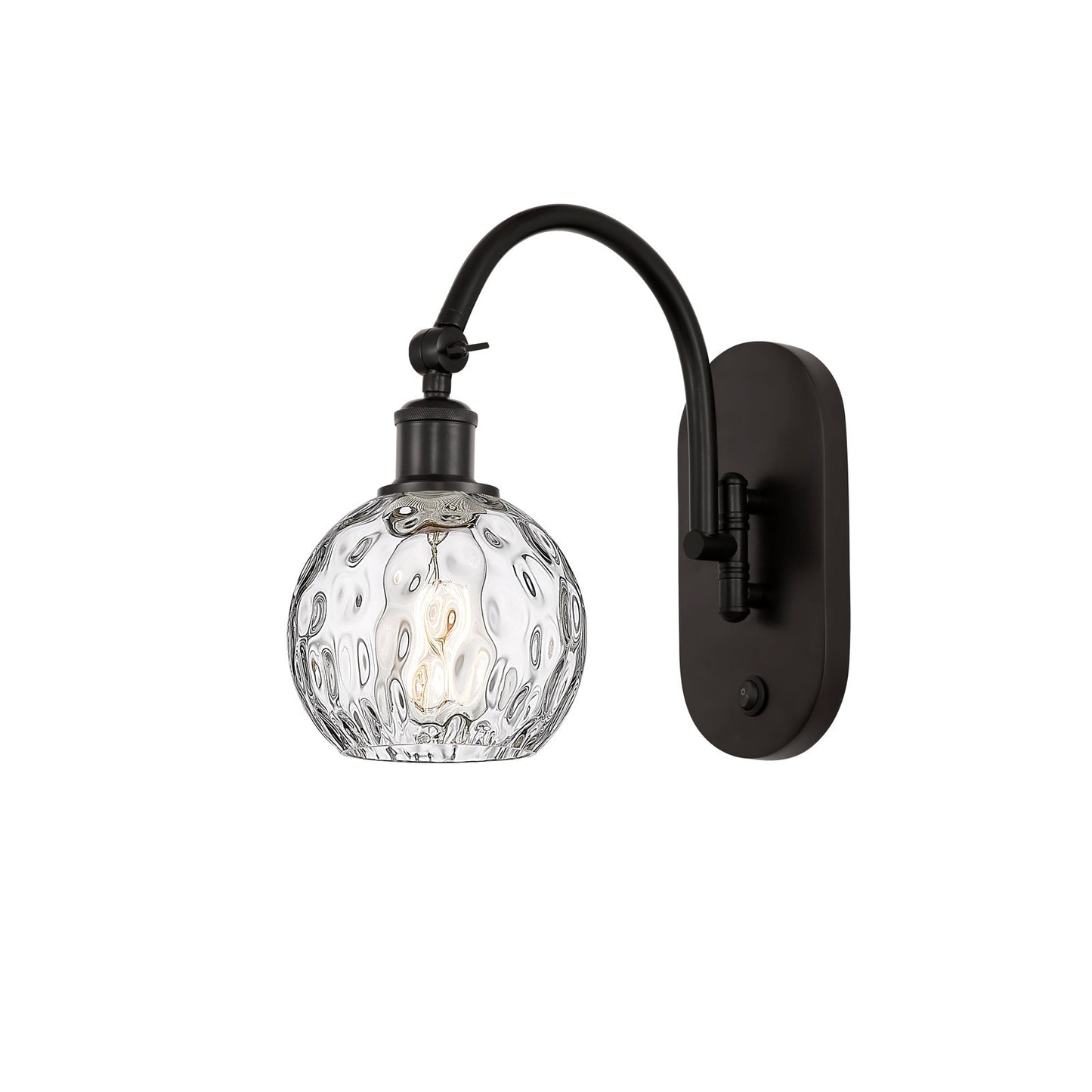 Innovations Athens Water Glass 6in 1-Light Wall Sconce | Industrial Oil Rubbed Bronze Steel and Clear Water Glass | Bedroom & | Model 918-1W-OB-G1215-6