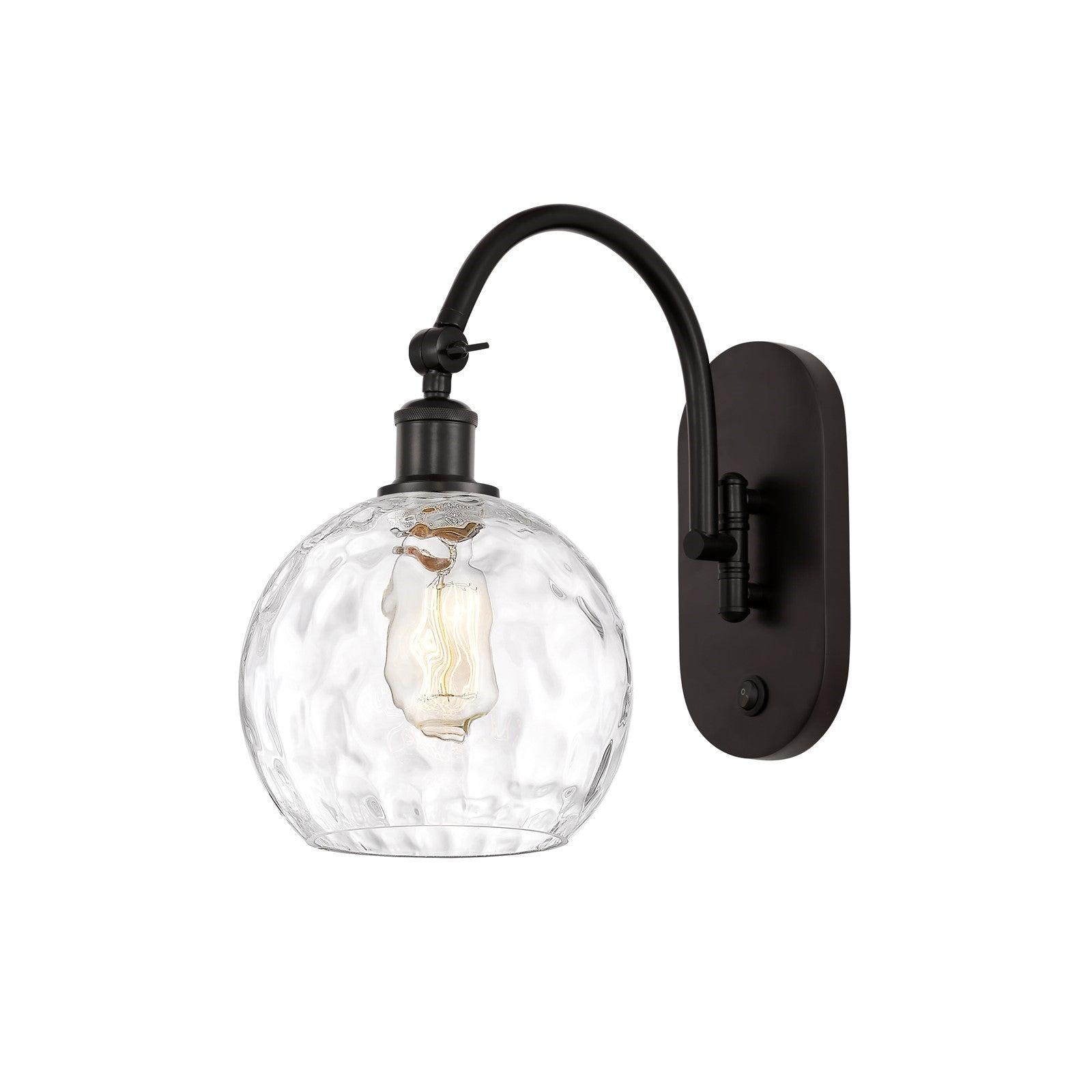 Innovations Athens Water Glass 8in 1-Light Wall Sconce | Industrial Oil Rubbed Bronze Steel and Clear Water Glass | Kitchen & | Model 918-1W-OB-G1215-8