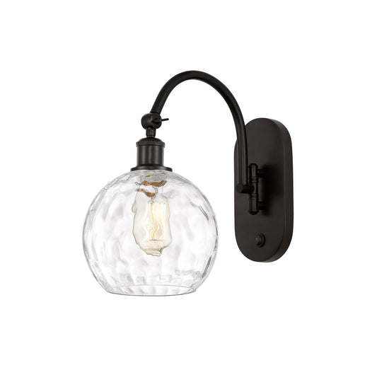 Innovations Athens Water Glass 8in 1-Light Wall Sconce | Industrial Oil Rubbed Bronze Steel and Clear Water Glass | Kitchen & | Model 918-1W-OB-G1215-8