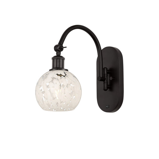 Innovations Lighting Ballston 6in 1-Light Wall Sconce | Industrial Oil Rubbed Bronze Steel and White Mouchette Glass | Bedroom | Model 918-1W-OB-G1216-6WM