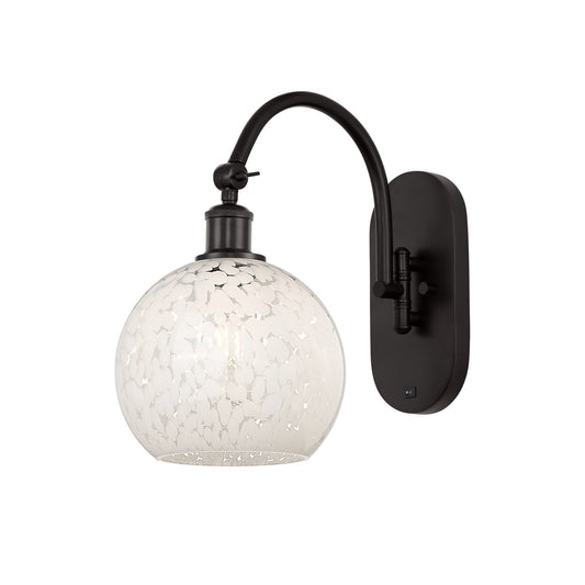 Innovations Lighting Ballston 8in 1-Light Wall Sconce | Industrial Oil Rubbed Bronze Steel and White Mouchette Glass | Bedroom | Model 918-1W-OB-G1216-8WM