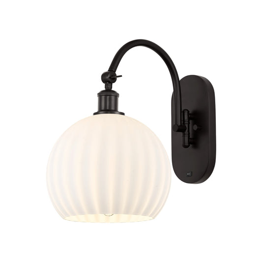 Innovations Lighting Ballston 10in 1-Light Wall Sconce | Industrial Oil Rubbed Bronze Steel and White Venetian Glass | Model 918-1W-OB-G1217-10WV