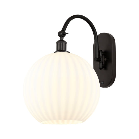 Innovations Lighting Ballston 12in 1-Light Wall Sconce | Industrial Oil Rubbed Bronze Steel and White Venetian Glass | Model 918-1W-OB-G1217-12WV