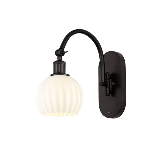 Innovations Lighting Ballston 6in 1-Light Wall Sconce | Industrial Oil Rubbed Bronze Steel and White Venetian Glass | Hallway | Model 918-1W-OB-G1217-6WV
