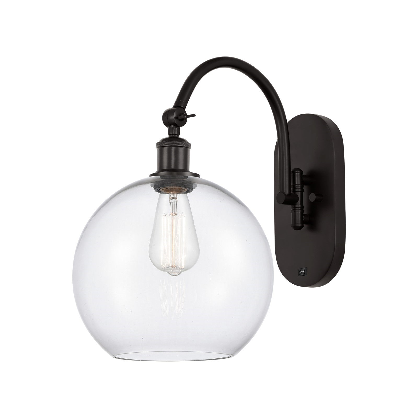 Innovations Athens 10in 1-Light Wall Sconce | Industrial Oil Rubbed Bronze Steel and Clear Glass | Hallway & Bathroom Accent | Model 918-1W-OB-G122-10