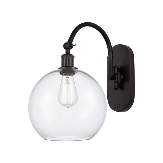 Innovations Athens 10in 1-Light Wall Sconce | Industrial Oil Rubbed Bronze Steel and Clear Glass | Hallway & Bathroom Accent | Model 918-1W-OB-G122-10