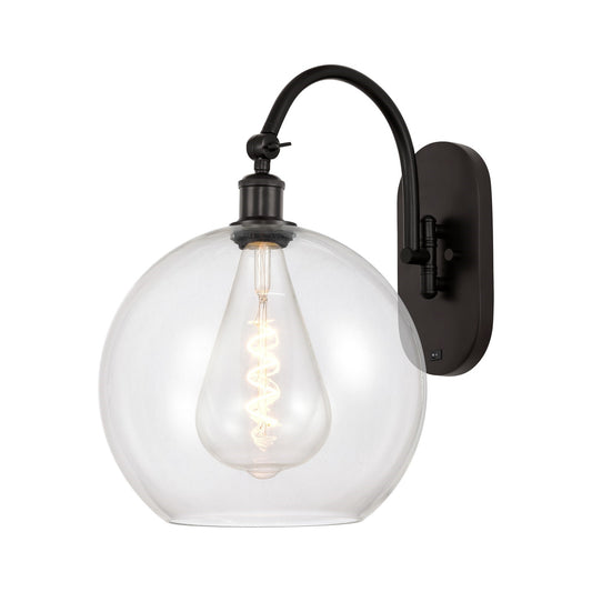 Innovations Athens 12in 1-Light Wall Sconce | Industrial Oil Rubbed Bronze Steel and Clear Glass | Hallway & Bathroom Accent | Model 918-1W-OB-G122-12