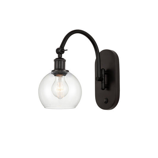 Innovations Athens 6in 1-Light Wall Sconce | Industrial Oil Rubbed Bronze Steel and Clear Glass | Hallway & Bathroom Accent | Model 918-1W-OB-G122-6