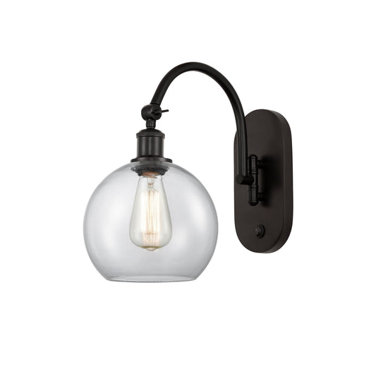 Innovations Athens 8in 1-Light Wall Sconce | Industrial Oil Rubbed Bronze Steel and Clear Glass | Hallway & Bathroom Accent | Model 918-1W-OB-G122-8