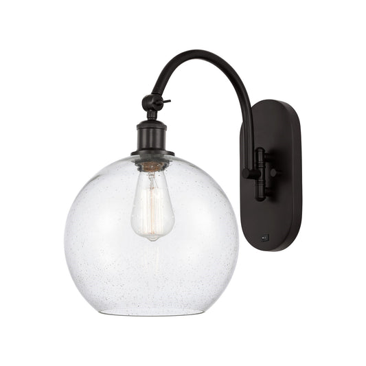 Innovations Athens 10in 1-Light Wall Sconce | Industrial Oil Rubbed Bronze Steel and Seedy Glass | Hallway & Bathroom Accent | Model 918-1W-OB-G124-10