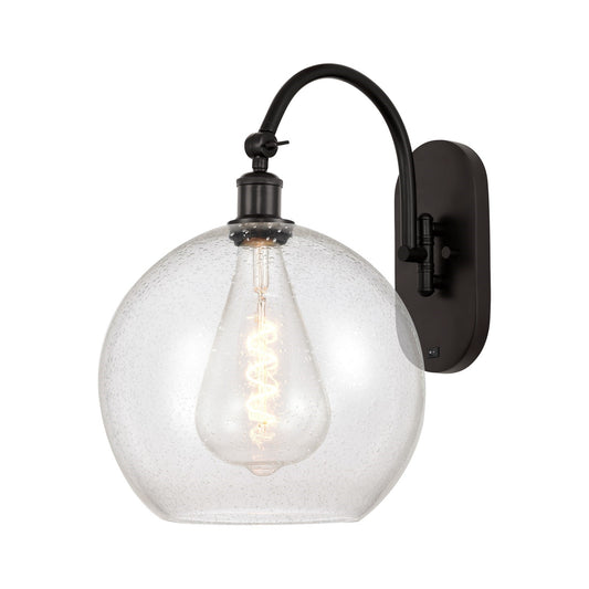 Innovations Athens 12in 1-Light Wall Sconce | Industrial Oil Rubbed Bronze Steel and Seedy Glass | Hallway & Bedroom Accent | Model 918-1W-OB-G124-12