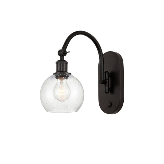 Innovations Athens 6in 1-Light Wall Sconce | Industrial Oil Rubbed Bronze Steel and Seedy Glass | Hallway & Bedroom Accent | Model 918-1W-OB-G124-6