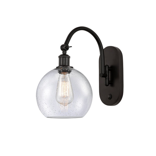 Innovations Athens 8in 1-Light Wall Sconce | Industrial Oil Rubbed Bronze Steel and Seedy Glass | Hallway & Bedroom Accent | Model 918-1W-OB-G124-8
