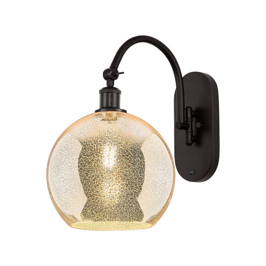 Innovations Athens 10in 1-Light Wall Sconce | Industrial Oil Rubbed Bronze Steel and Mercury Glass | Hallway & Bedroom Accent | Model 918-1W-OB-G128-10