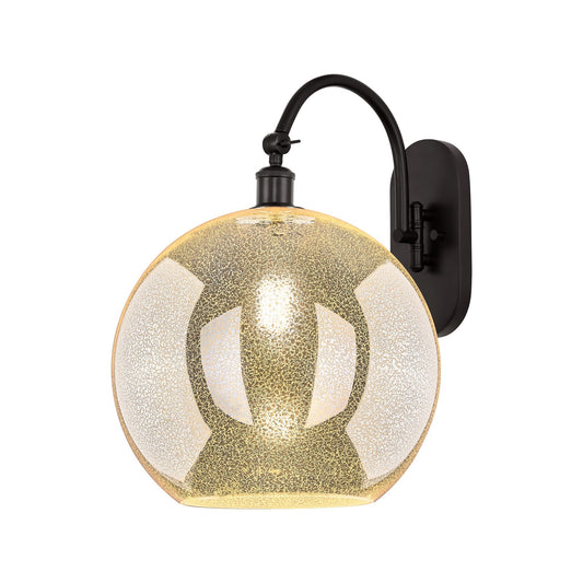 Innovations Athens 12in 1-Light Wall Sconce | Industrial Oil Rubbed Bronze Steel and Mercury Glass | Hallway & Bedroom Accent | Model 918-1W-OB-G128-12
