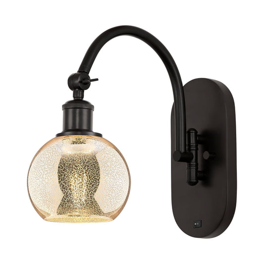Innovations Athens 6in 1-Light Wall Sconce | Industrial Oil Rubbed Bronze Steel and Mercury Glass | Hallway & Bedroom Accent | Model 918-1W-OB-G128-6