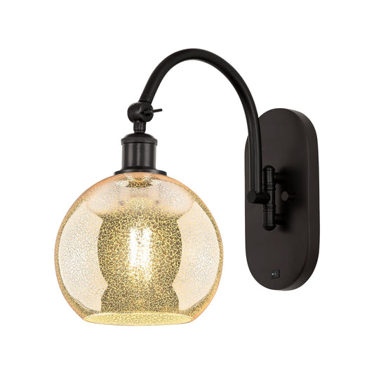 Innovations Athens 8in 1-Light Wall Sconce | Industrial Oil Rubbed Bronze Steel and Mercury Glass | Hallway & Bedroom Accent | Model 918-1W-OB-G128-8