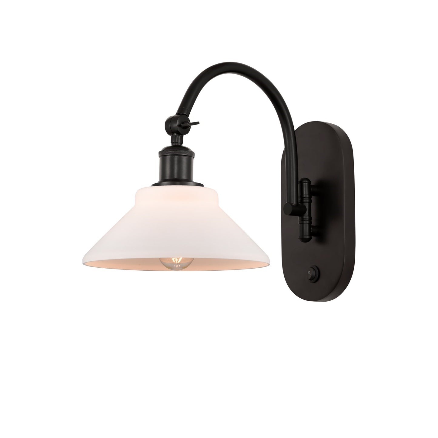 Innovations Orwell 8.375in 1-Light Wall Sconce | Industrial Oil Rubbed Bronze Steel and Matte White Glass | Hallway & Bedroom | Model 918-1W-OB-G131