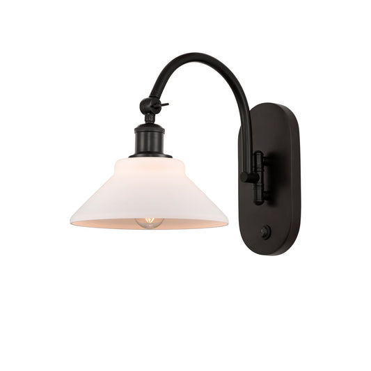 Innovations Orwell 8.375in 1-Light Wall Sconce | Industrial Oil Rubbed Bronze Steel and Matte White Glass | Hallway & Bedroom | Model 918-1W-OB-G131