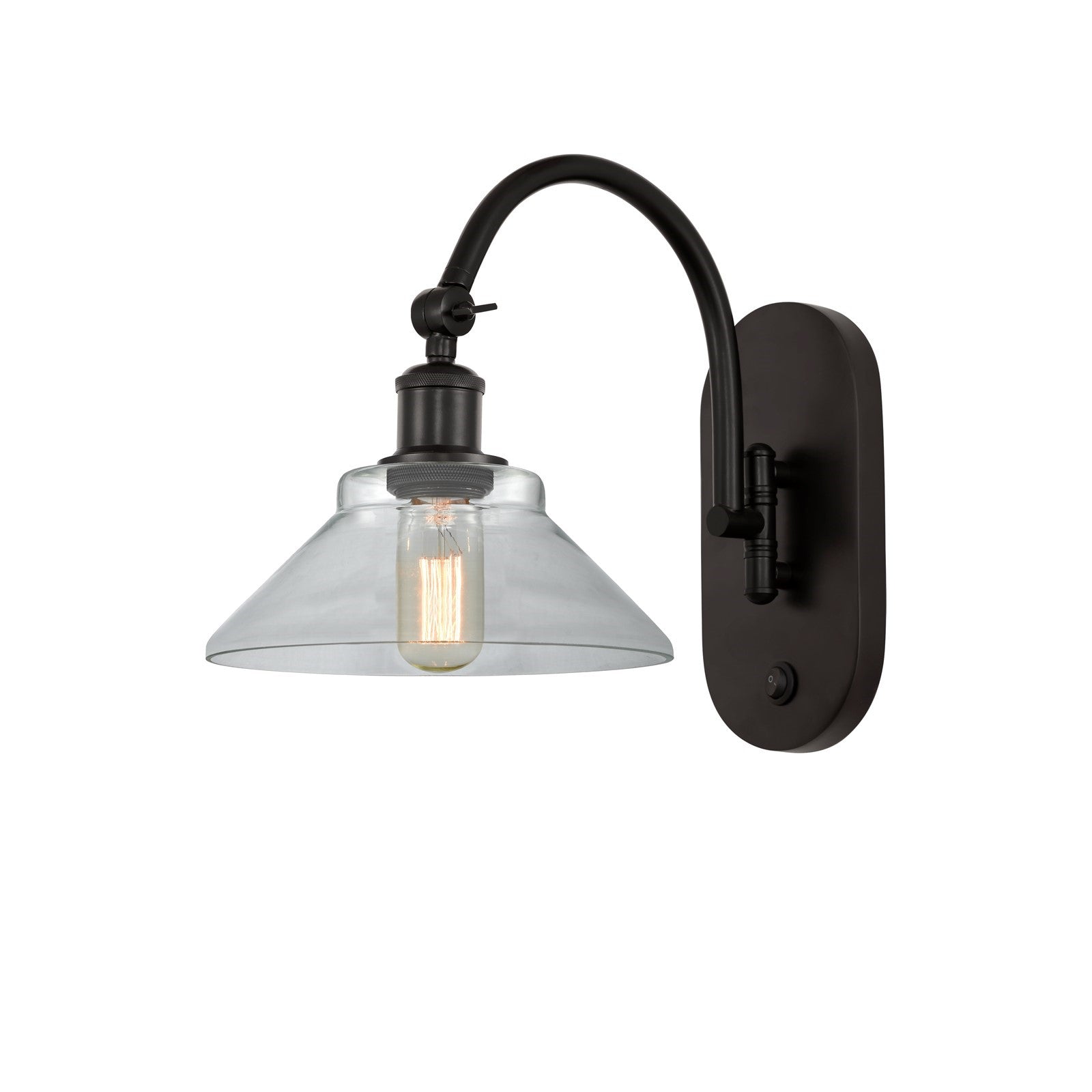 Innovations Orwell 8in 1-Light Wall Sconce | Industrial Oil Rubbed Bronze Steel and Clear Glass | Bedroom & Hallway Accent | Model 918-1W-OB-G132