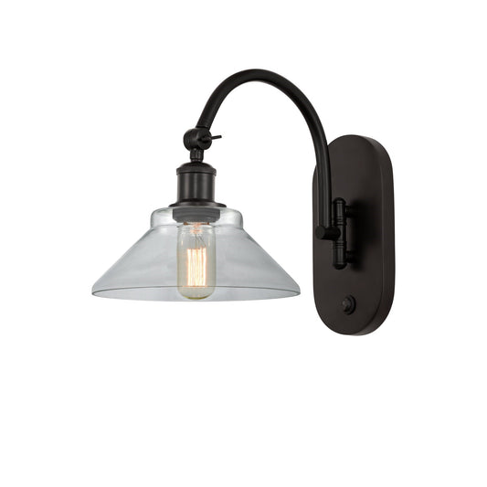 Innovations Orwell 8in 1-Light Wall Sconce | Industrial Oil Rubbed Bronze Steel and Clear Glass | Bedroom & Hallway Accent | Model 918-1W-OB-G132