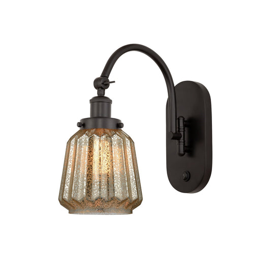 Innovations Chatham 7in 1-Light Swing Arm Lamp | Art Deco Oil Rubbed Bronze Steel and Mercury Ribbed Glass | Bedroom Reading & | Model 918-1W-OB-G146