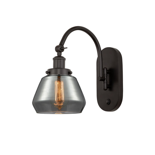 Innovations Fulton 7in 1-Light Swing Arm Wall Sconce | Industrial Oil Rubbed Bronze Steel and Light Smoke Glass | Bedroom & Living | Model 918-1W-OB-G173