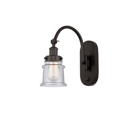 Innovations Canton 7in 1-Light Swing Arm Wall Sconce | Industrial Oil Rubbed Bronze and Seedy Glass | Bedroom Reading Light | Model 918-1W-OB-G184S