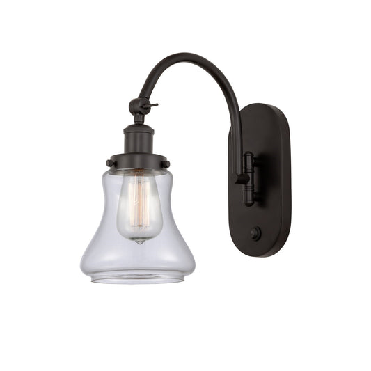 Innovations Bellmont 1-Light Swing Arm Wall Sconce | Industrial Oil Rubbed Bronze Steel and Clear Glass | Bedroom & Living Room | Model 918-1W-OB-G192-LED