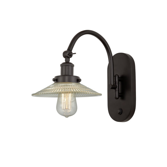 Innovations Halophane 1-Light Swing Arm Wall Sconce | Industrial Oil Rubbed Bronze Steel and Clear Glass | Bedroom & Living Room | Model 918-1W-OB-G2